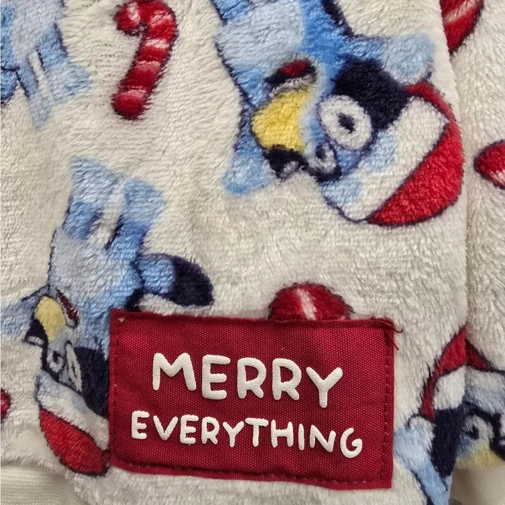 NWT Baby boy/ girl Bluey Christmas Candy Cane 2pc Cozy Sherpa Top & Bottom Set